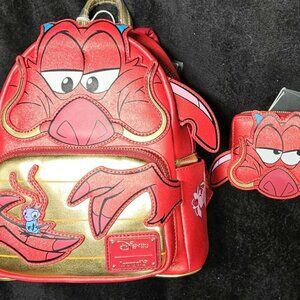 Loungefly Disney Mulan Glitter Mushu Figural Mini Backpack & Wallet